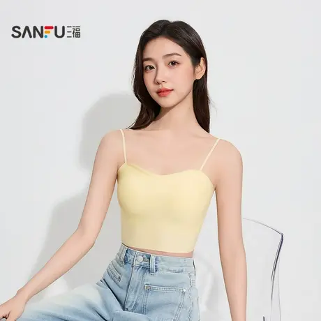 三福女夏季交叉美背带杯吊带背心 简约裹胸外穿搭配上衣503432商品大图