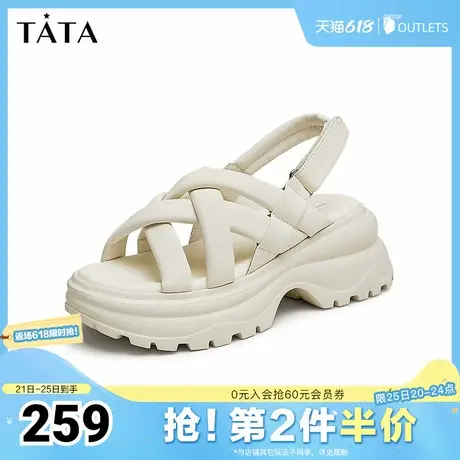 Tata他她休闲厚底凉鞋女绑带软底舒适罗马凉鞋2025夏新款WL205BL4图片