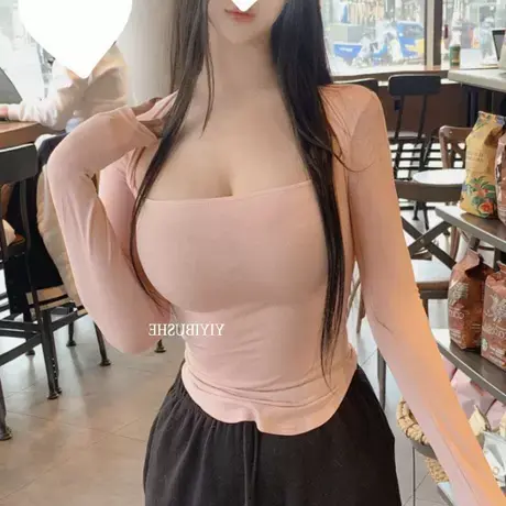 热销 OnoevML527性感显身材~气质女人味方领紧身长袖T恤商品大图