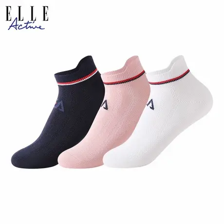 【花花推荐】ELLE Active【三双】短袜透气船袜防滑不掉跟袜子女商品大图