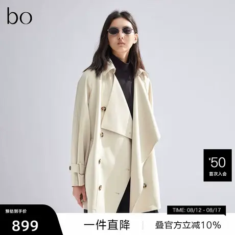 【播奥莱】黑标系列短款翻领风衣女商场同款宽松外套BDR1FD2106商品大图