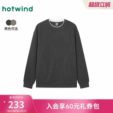 热风2025年冬季新款男士假两件卫衣商品大图