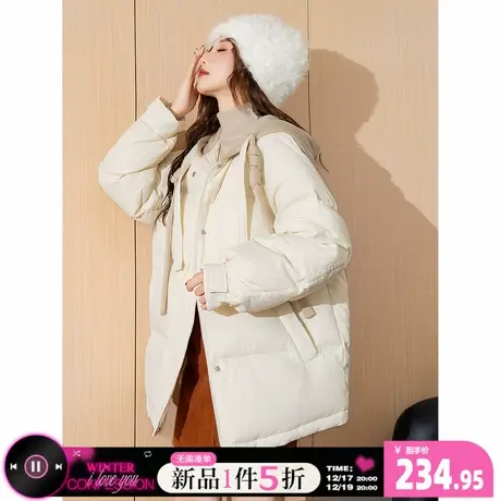 【防水】唐狮羽绒外套女2024新款爆款冬装面包服韩版连帽羽绒服商品大图