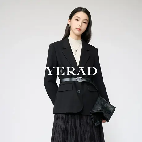 娅丽达老钱风羊毛西装外套女2025秋冬新款高级感通勤正肩西服商品大图