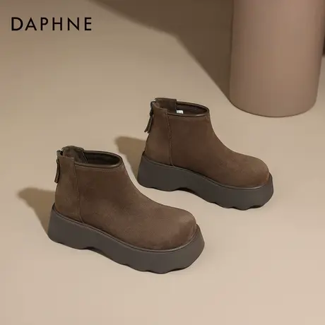 达芙妮厚底靴子女2026新款秋冬低帮马丁靴加绒美拉德勃肯短靴女靴图片