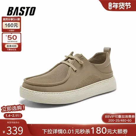 百思图2026夏季商场新款懒人一脚蹬布鞋简约透气男休闲鞋W9092BM6图片