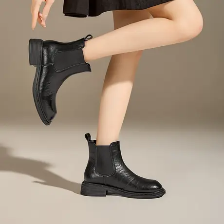 exull/依思Q2025秋冬新款短靴女切尔西靴美拉德马丁靴厚底踝靴图片