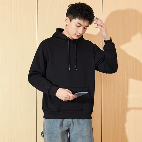 唐狮春季新款加绒男卫衣套头连帽衫青少年潮流上衣休闲外套PTD图片