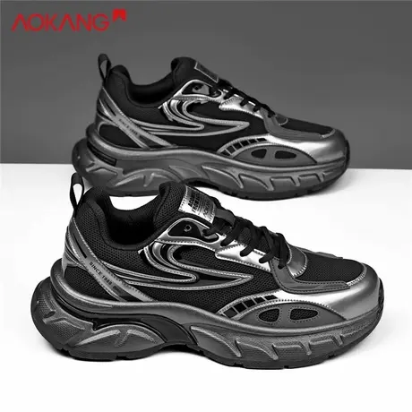 奥康官方正品老爹鞋2025新款秋季网面休闲运动鞋黑曜石鞋子男潮鞋商品大图