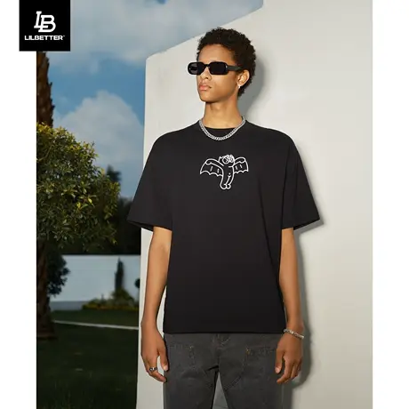 Lilbetter歪歪WAIWAI联名短袖男款T恤美式体恤立体压印反光半袖LB商品大图