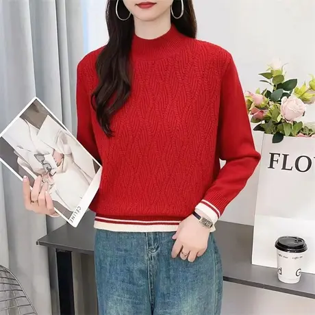 半高领女毛衣加厚打底衫2023年新款针织衫宽松百搭套头女内搭秋冬图片