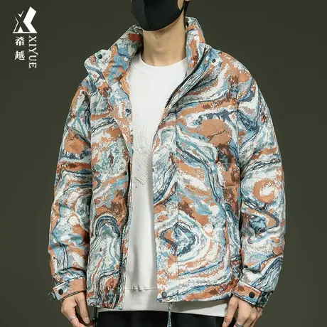 冬季防水羽绒棉衣男美式潮牌宽松大码男士高级感星空油画棉服外套商品大图