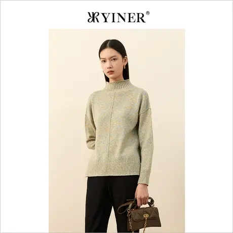 YINER音儿女装冬季新款时尚圆领羊毛针织衫套头商品大图