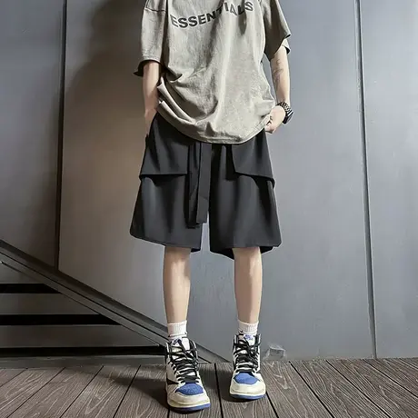 美式cityboy工装短裤男夏季新款大口袋五分裤ins潮牌宽松冰丝中裤商品大图