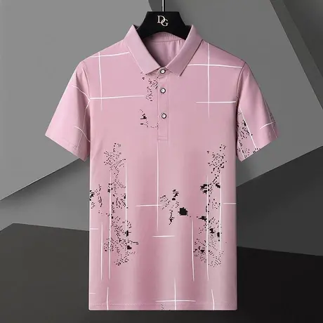 polo衫男士短袖t恤夏季冰丝薄款翻领半袖爸爸装商务休闲潮牌衣服商品大图