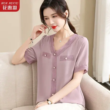 妈妈夏装洋气短袖T恤40岁50中年女上衣服中老年女装新款气质衣服图片