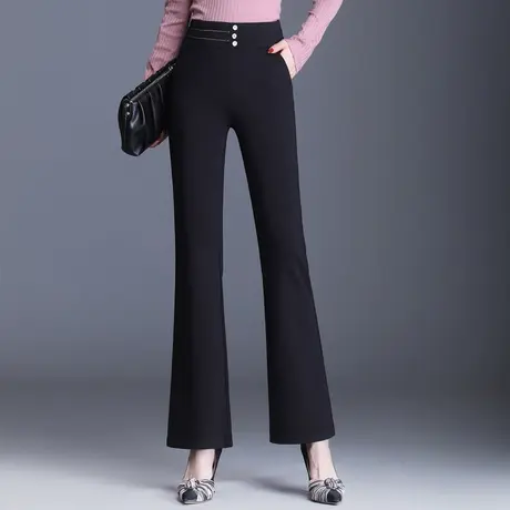喇叭裤女2023新款女裤春秋高腰垂感阔腿裤显瘦大码弹力裤子休闲裤图片