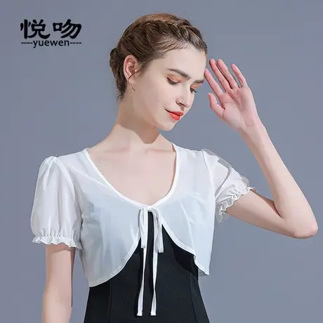 网纱小坎肩女短款薄外套系带小披肩夏百搭裙子外搭短袖开衫薄上衣商品大图