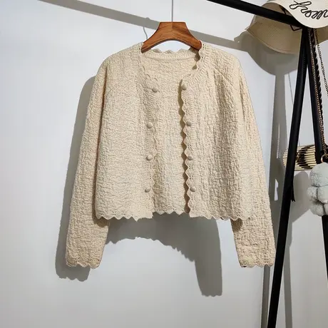 温柔风毛衣开衫女春秋新款韩版宽松气质百搭长袖针织衫上衣短外套商品大图