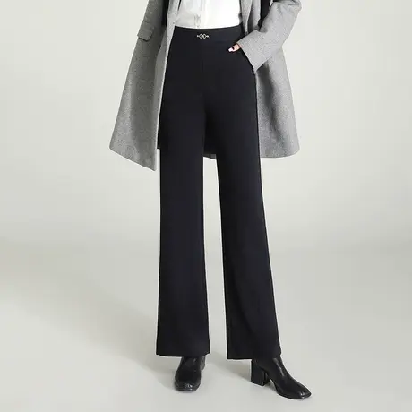 时尚显瘦长裤微喇直筒裤女秋冬2023新款高腰毛呢裤垂感通勤休闲裤商品大图