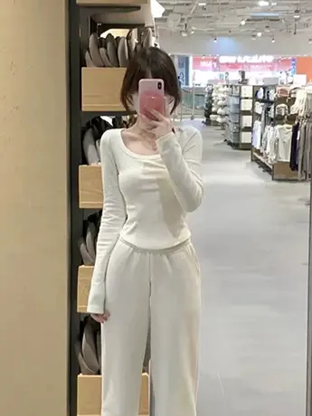 机能风辣妹短款修身长袖t恤女2023新款春秋装冬季内搭打底衫上衣商品大图