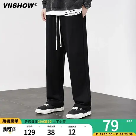 VIISHOW休闲裤男春秋新款ins潮牌情侣百搭运动宽松直筒束脚卫裤子图片