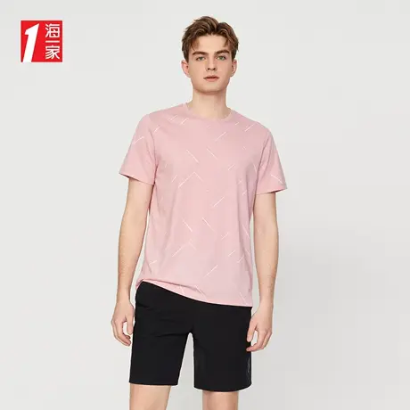 海一家印花时尚短T夏季圆领舒适日常休闲短袖T恤男商品大图