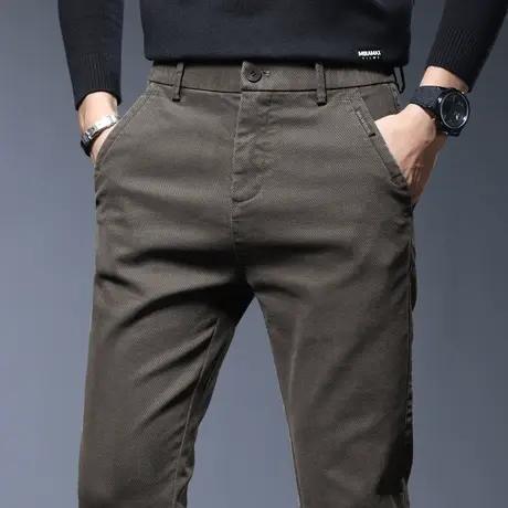 商务男士休闲长裤咖色西裤男士2023秋冬季春秋款男裤子中年爸爸装商品大图