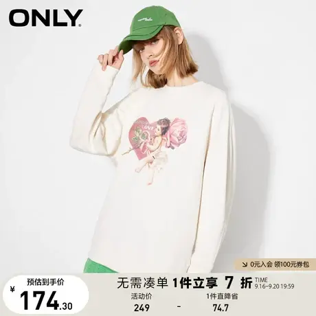 ONLY奥莱夏季时尚宽松休闲小天使图案圆领卫衣女商品大图