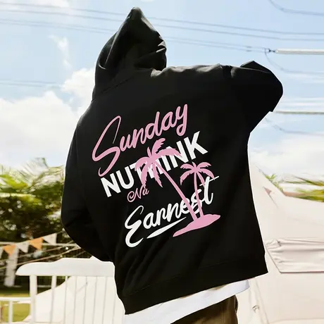 Nuthink加绒加厚连帽美式卫衣男宽松潮流oversize情侣春季外套潮商品大图