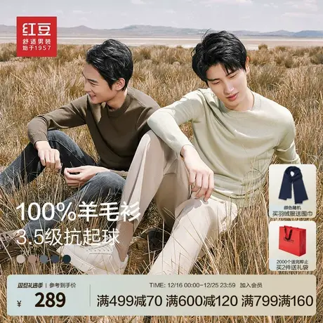 红豆100羊毛衫男纯羊毛23秋冬新款青年中老年打底毛衣针织衫男图片