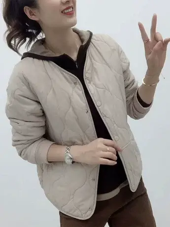 无领轻薄羽绒棉服女2024早春季新款高档小棉袄外穿棉衣秋冬外套潮图片