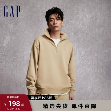 Gap男装秋冬新款空气三明治LOGO半高领卫衣运动休闲上衣760369商品大图