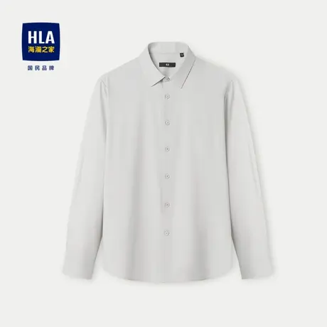 HLA/海澜之家宽松休闲衬衫2024春夏新款无痕科技方领绣花衬衫男图片