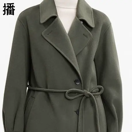 大牌女装播毛呢外套女2022秋冬新款长款直筒型呢子大衣DDP4AD4779商品大图