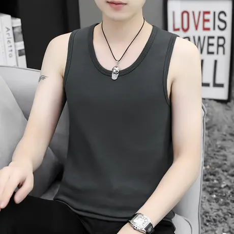 背心男秋冬季保暖内穿运动坎肩加绒加厚无袖t恤打底马甲健身跨栏图片