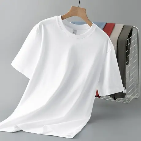 纯棉短袖t恤男装2023新款夏季潮流宽松全棉半袖圆领上衣服体恤衫商品大图