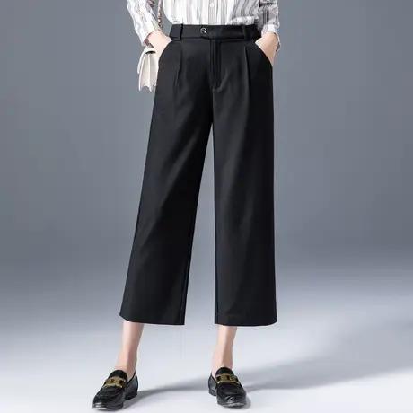 八分高腰阔腿裤女2023新款黑色西装裤春秋裤子直筒女裤九分休闲裤商品大图