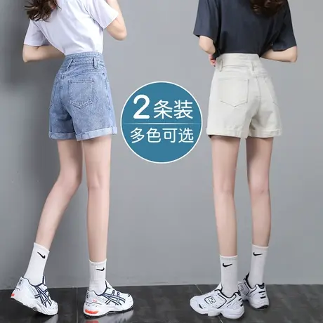 超高腰牛仔短裤女秋季2023年新款宽松a字小个子浅色设计感热裤子商品大图