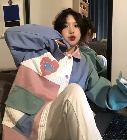 oversize外套女2022新款秋冬小个子高级感上衣美式复古夹克棒球服图片