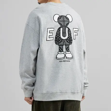 设计师卡通贴布卫衣男春秋2022新款韩版潮流潮牌百搭圆领刺绣上衣图片