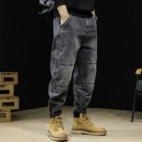 潮牌牛仔裤男秋冬直筒宽松大码男士锥形男裤2023新款男款裤子秋季商品大图