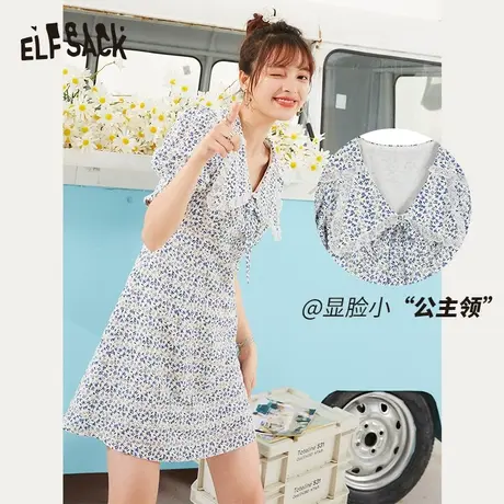 【新款】妖精的口袋法式v领蕾丝碎花连衣裙女2023秋小个子茶歇裙图片