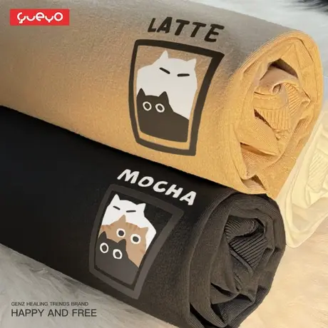 悦游 摩卡拿铁 情侣装猫咖啡情侣短袖T恤日系半袖夏季商品大图