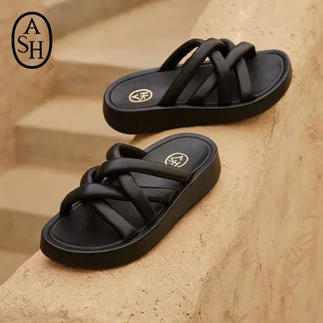 ASH女鞋夏季新款VANESSA系列时尚羊皮编织款平底凉拖鞋女直播秒杀商品大图