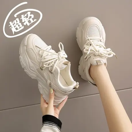 鞋子女春季莆田运动小白鞋2024爆款超轻便老爹鞋显脚小网面旅游鞋图片