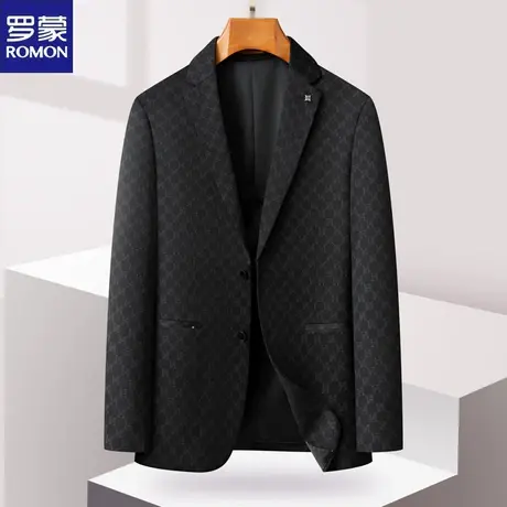 罗蒙春秋季韩版修身西服男潮流帅气男士提花西装商务休闲单件外套图片