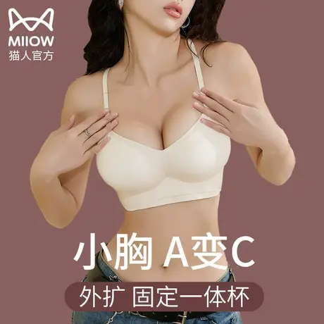 猫人外扩型胸内衣女小胸聚拢显大漫画无痕加厚薄款夏季防下垂文胸图片