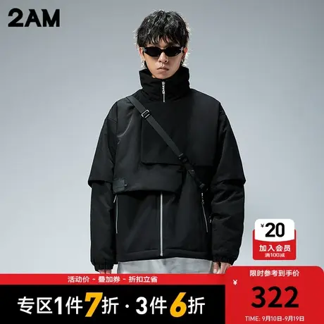 卡宾潮牌2AM时尚不规则设计夹克宽松落肩棉外套图片