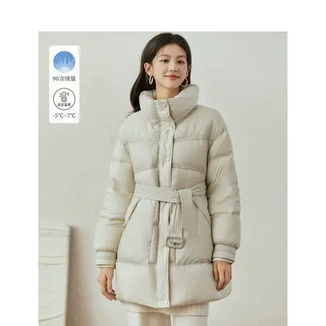 【商场同款】茵曼立领防风羽绒服2023冬季女装新款落肩袖系带外套图片